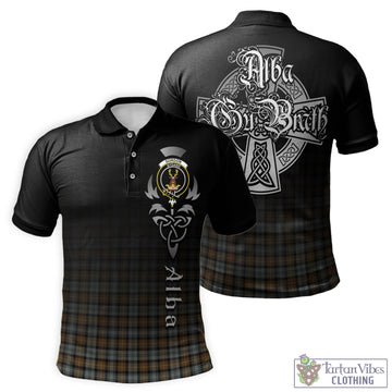 Gordon Weathered Tartan Polo Shirt Featuring Alba Gu Brath Family Crest Celtic Inspired