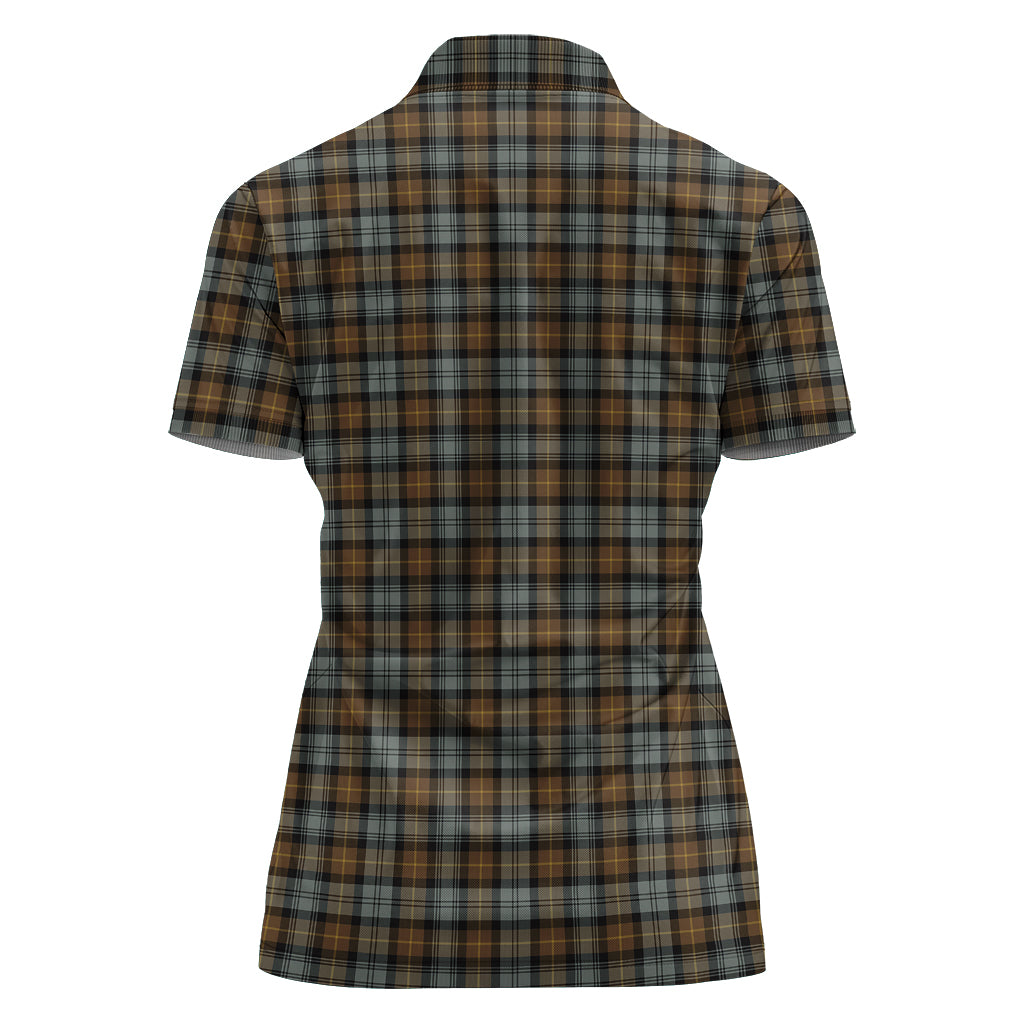 Gordon Weathered Tartan Polo Shirt with Family Crest For Women - Tartan Vibes Clothing