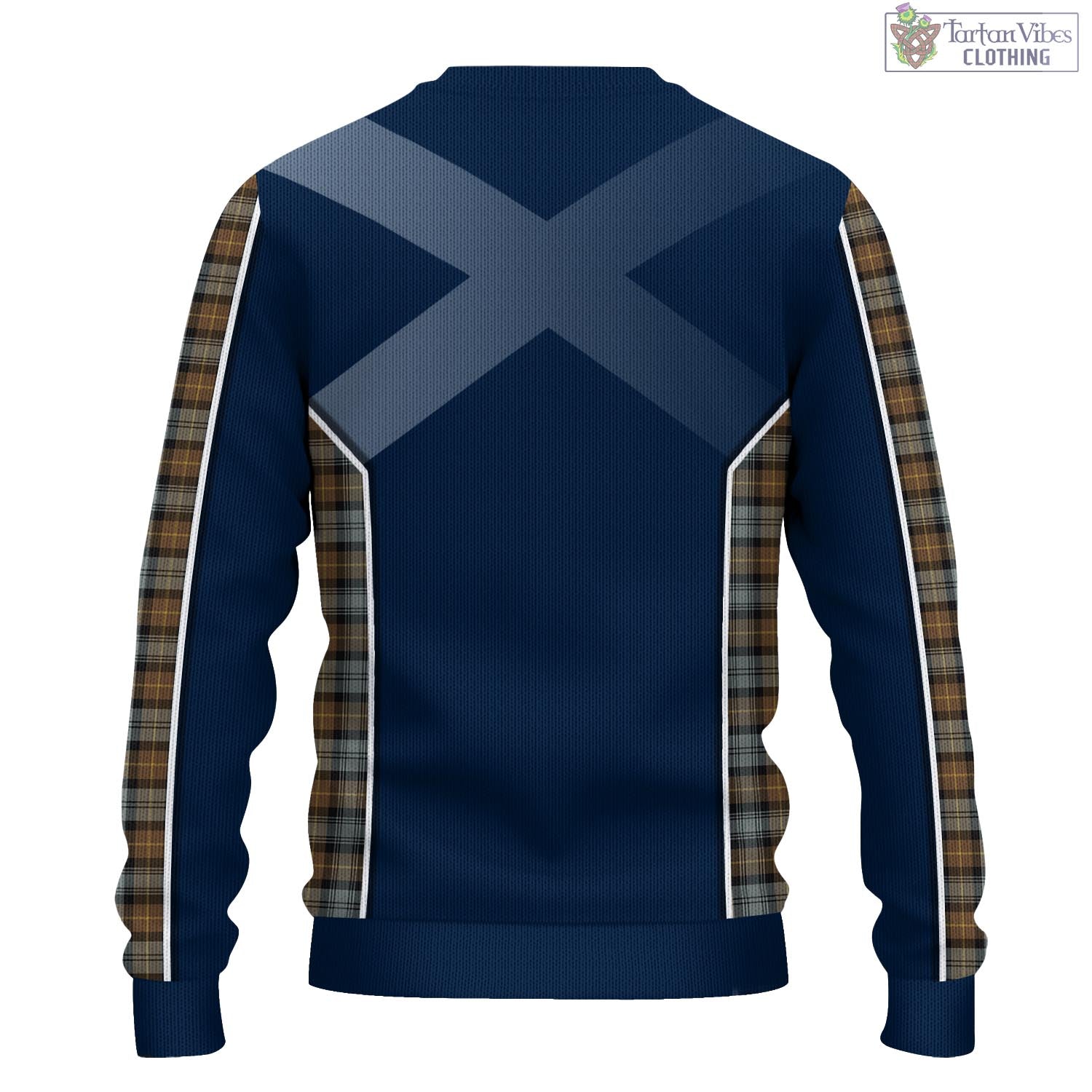 Tartan Vibes Clothing Gordon Weathered Tartan Knitted Sweatshirt with Family Crest and Scottish Thistle Vibes Sport Style