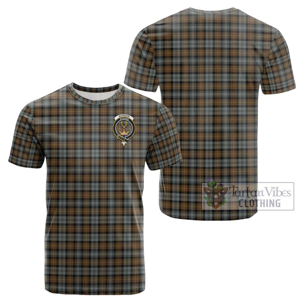 Gordon Weathered Tartan Cotton T-Shirt with Family Crest Kid's Shirt - Tartanvibesclothing Shop