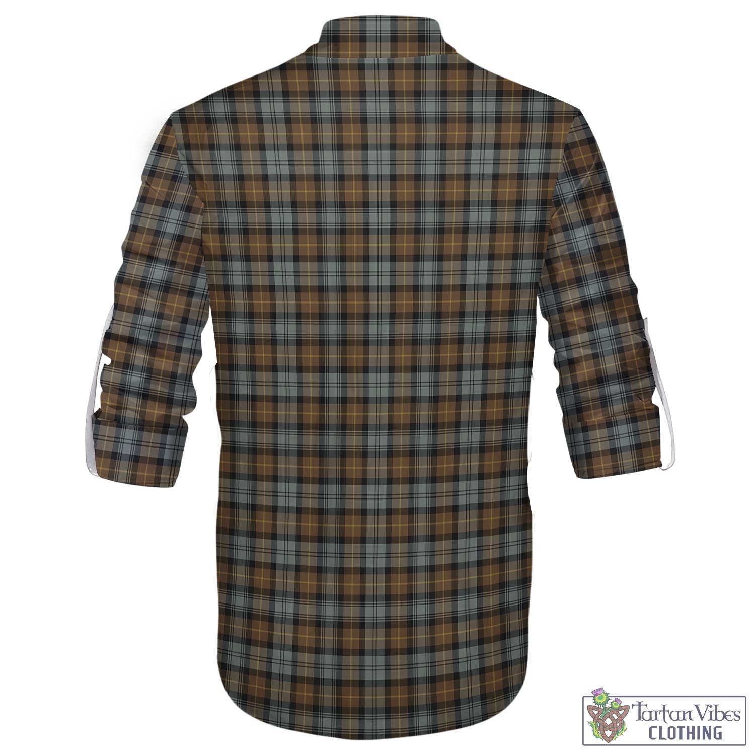 Tartan Vibes Clothing Gordon Weathered Tartan Men's Scottish Traditional Jacobite Ghillie Kilt Shirt with Family Crest