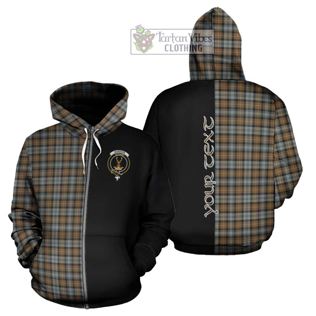 Gordon Weathered Tartan Hoodie with Family Crest and Half Of Me Style - Tartanvibesclothing Shop