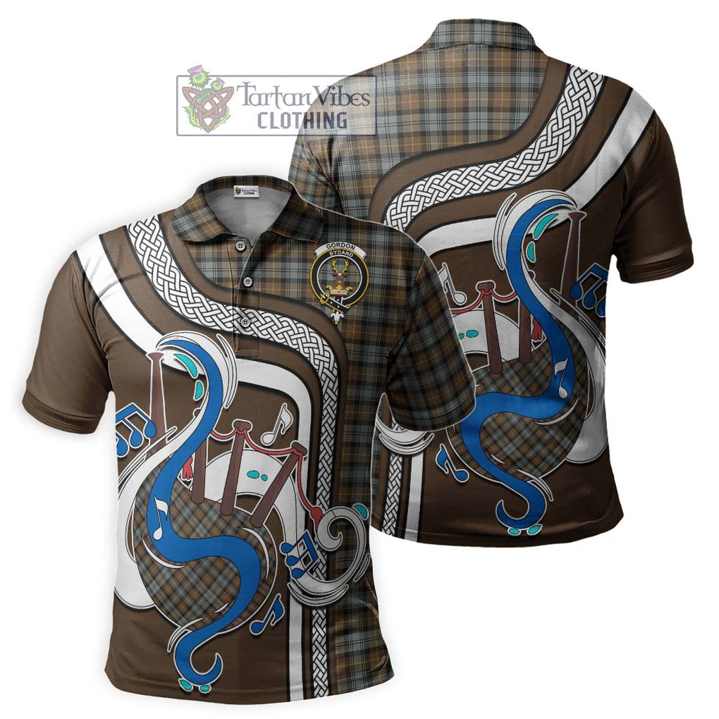 Tartan Vibes Clothing Gordon Weathered Tartan Polo Shirt with Epic Bagpipe Style