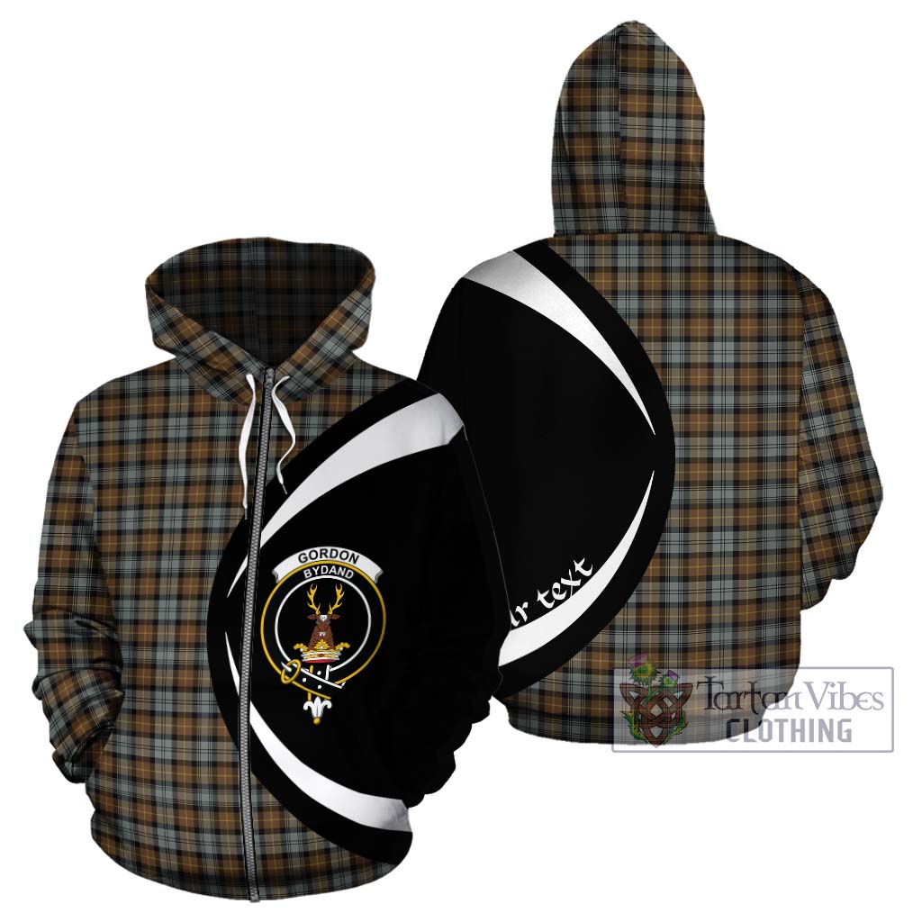 Tartan Vibes Clothing Gordon Weathered Tartan Hoodie with Family Crest Circle Style