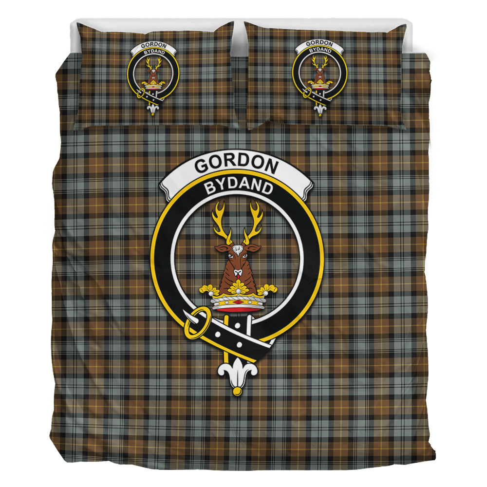 Gordon Weathered Tartan Bedding Set with Family Crest - Tartan Vibes Clothing