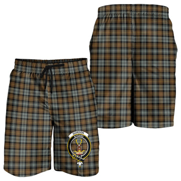 Gordon Weathered Tartan Mens Shorts with Family Crest