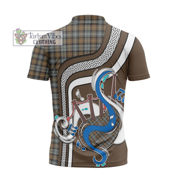 Gordon Weathered Tartan Zipper Polo Shirt with Epic Bagpipe Style