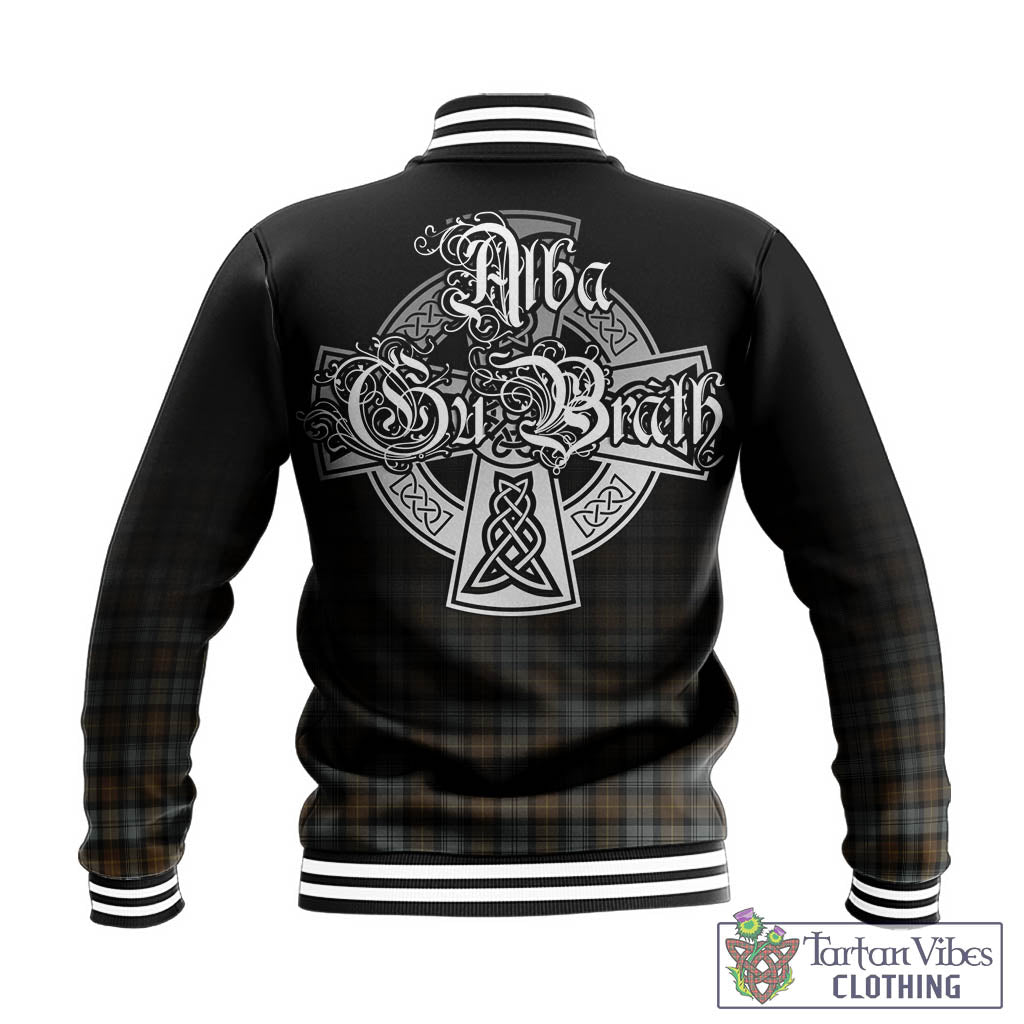 Tartan Vibes Clothing Gordon Weathered Tartan Baseball Jacket Featuring Alba Gu Brath Family Crest Celtic Inspired