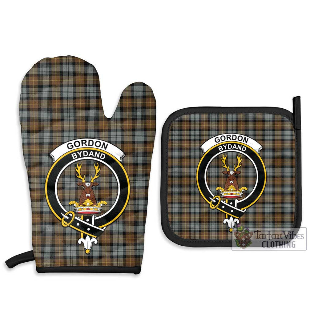 Gordon Weathered Tartan Combo Oven Mitt & Pot-Holder with Family Crest Combo 1 Oven Mitt & 2 Pot-Holder Black - Tartan Vibes Clothing