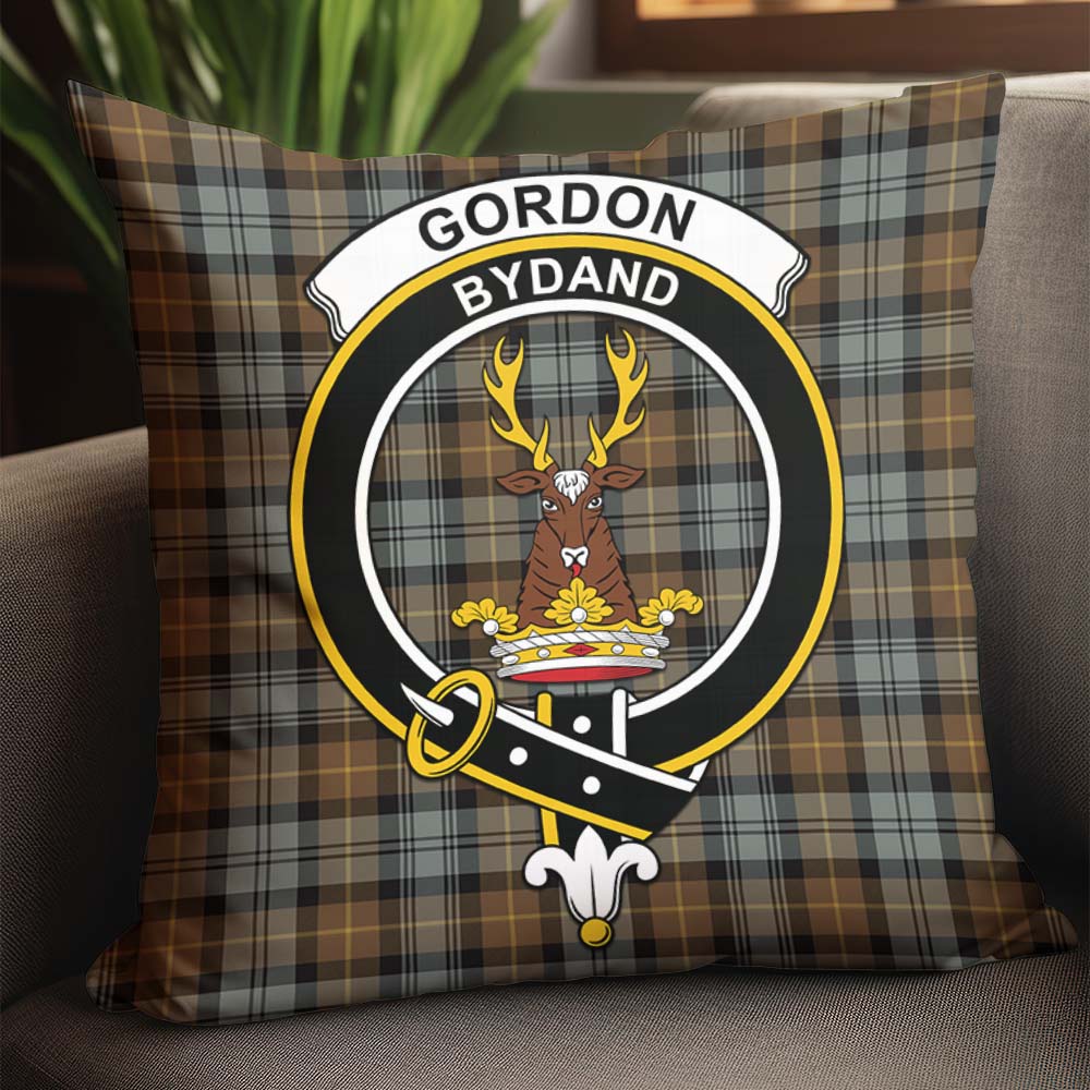 Gordon Weathered Tartan Pillow Cover with Family Crest - Tartanvibesclothing