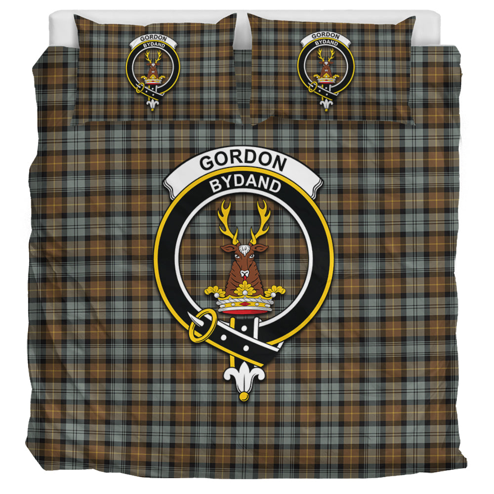 Gordon Weathered Tartan Bedding Set with Family Crest UK Bedding Set UK Super King 104*94 inch - Tartan Vibes Clothing