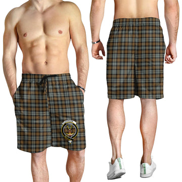 Gordon Weathered Tartan Mens Shorts with Family Crest