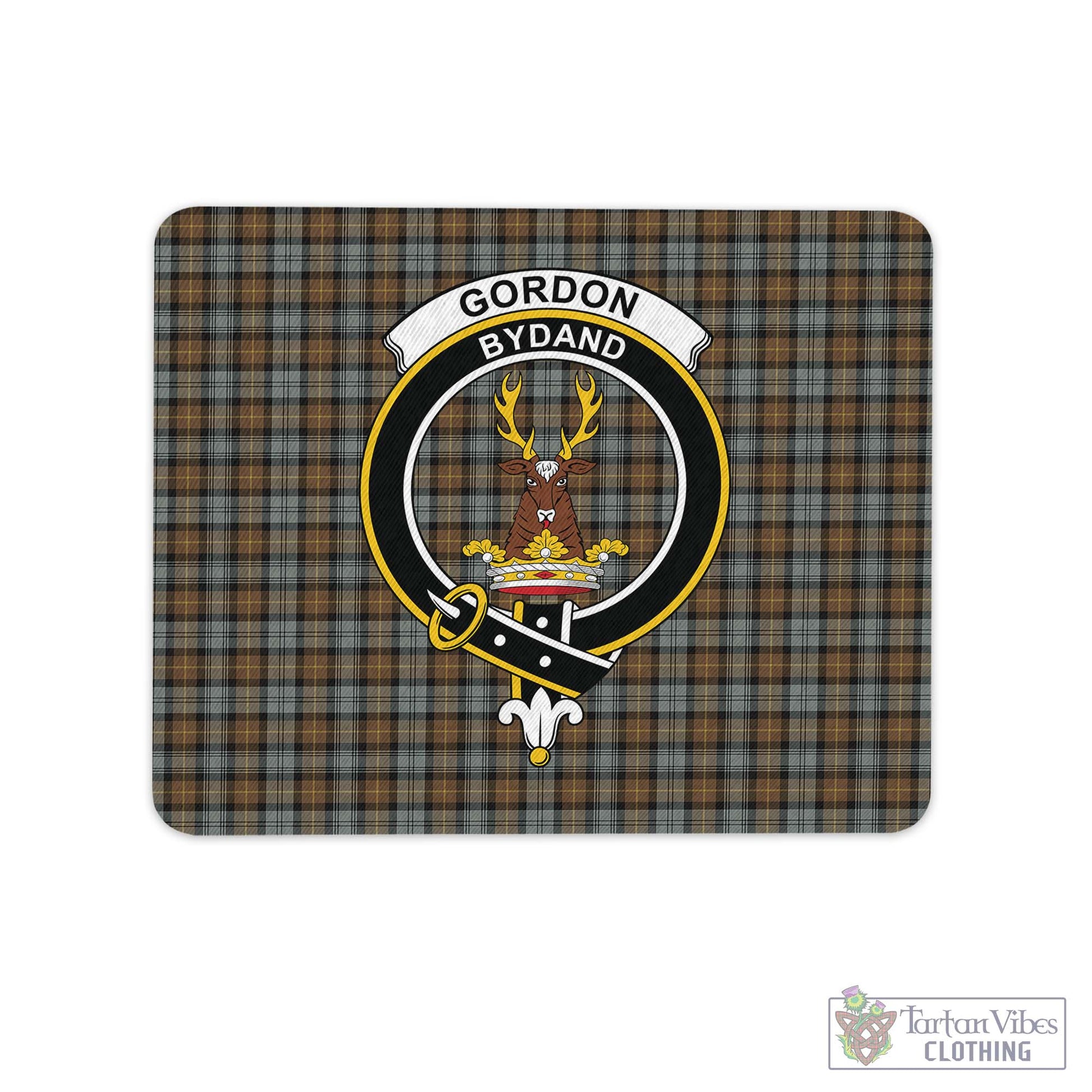 Tartan Vibes Clothing Gordon Weathered Tartan Mouse Pad with Family Crest