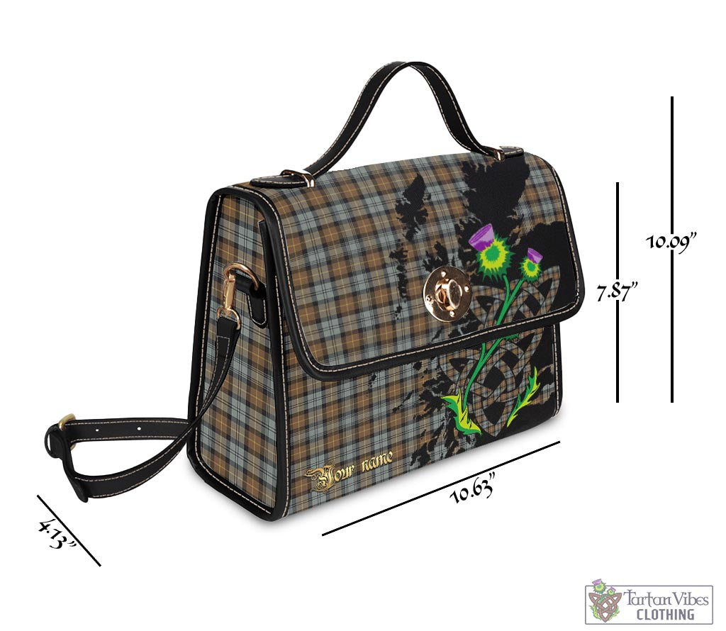 Tartan Vibes Clothing Gordon Weathered Tartan Waterproof Canvas Bag with Scotland Map and Thistle Celtic Accents