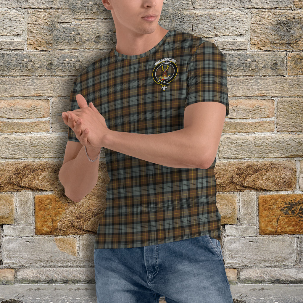 Gordon Weathered Tartan T-Shirt with Family Crest - Tartan Vibes Clothing