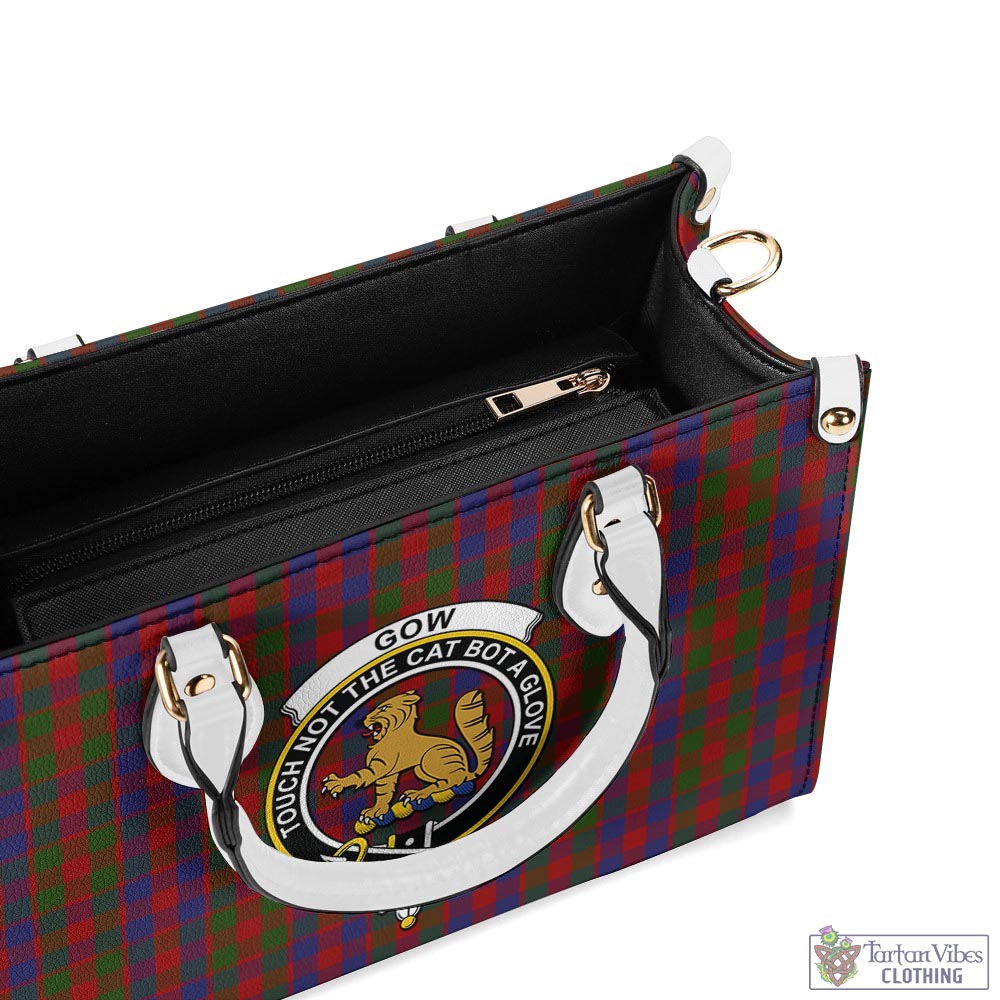 Tartan Vibes Clothing Gow Tartan Luxury Leather Handbags with Family Crest