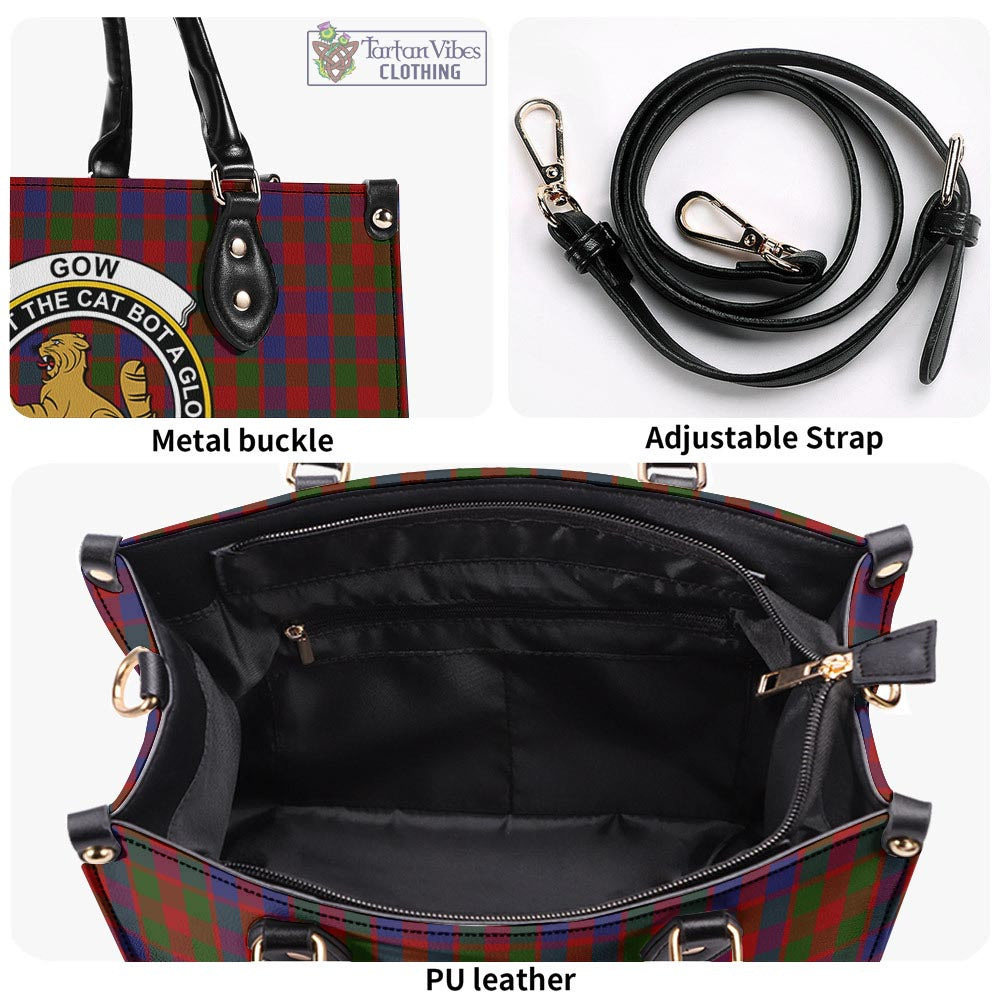 Tartan Vibes Clothing Gow Tartan Luxury Leather Handbags with Family Crest