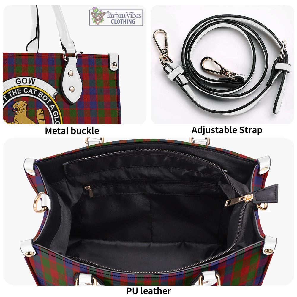 Tartan Vibes Clothing Gow Tartan Luxury Leather Handbags with Family Crest