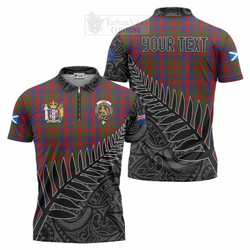 Gow Crest Tartan Zipper Polo Shirt with New Zealand Silver Fern Half Style