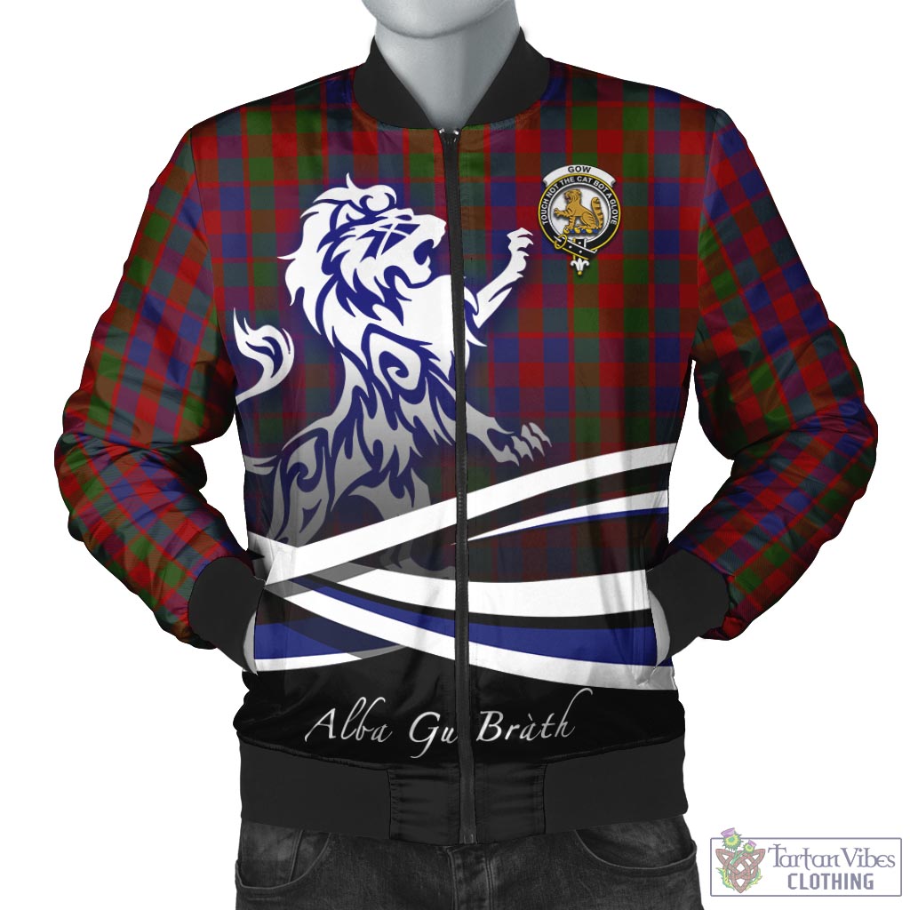 Gow Tartan Bomber Jacket with Alba Gu Brath Regal Lion Emblem Unisex - Tartan Vibes Clothing