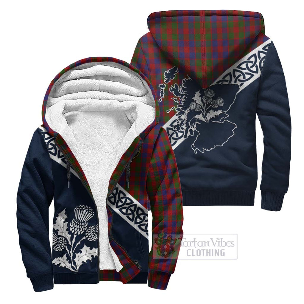 Tartan Vibes Clothing Gow Tartan Sherpa Hoodie Featuring Thistle and Scotland Map