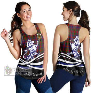 Gow Tartan Women's Racerback Tanks with Alba Gu Brath Regal Lion Emblem