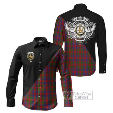 Gow Tartan Long Sleeve Button Shirt with Family Crest and Military Logo Style Men's Shirt S - Tartan Vibes Clothing