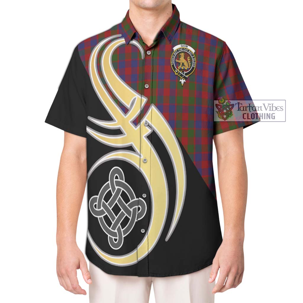 Gow Tartan Short Sleeve Button Shirt with Family Crest and Celtic Symbol Style Kid - Tartan Vibes Clothing