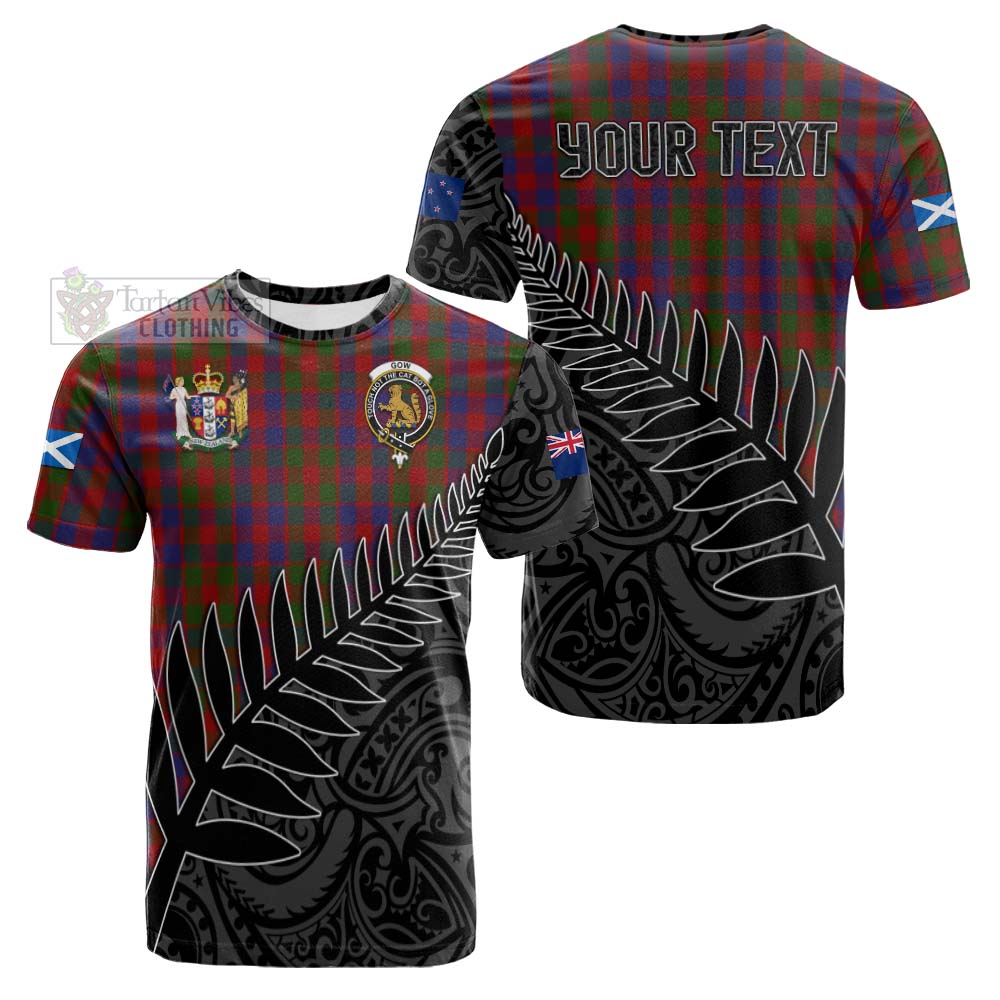 Tartan Vibes Clothing Gow Crest Tartan Cotton T-shirt with New Zealand Silver Fern Half Style