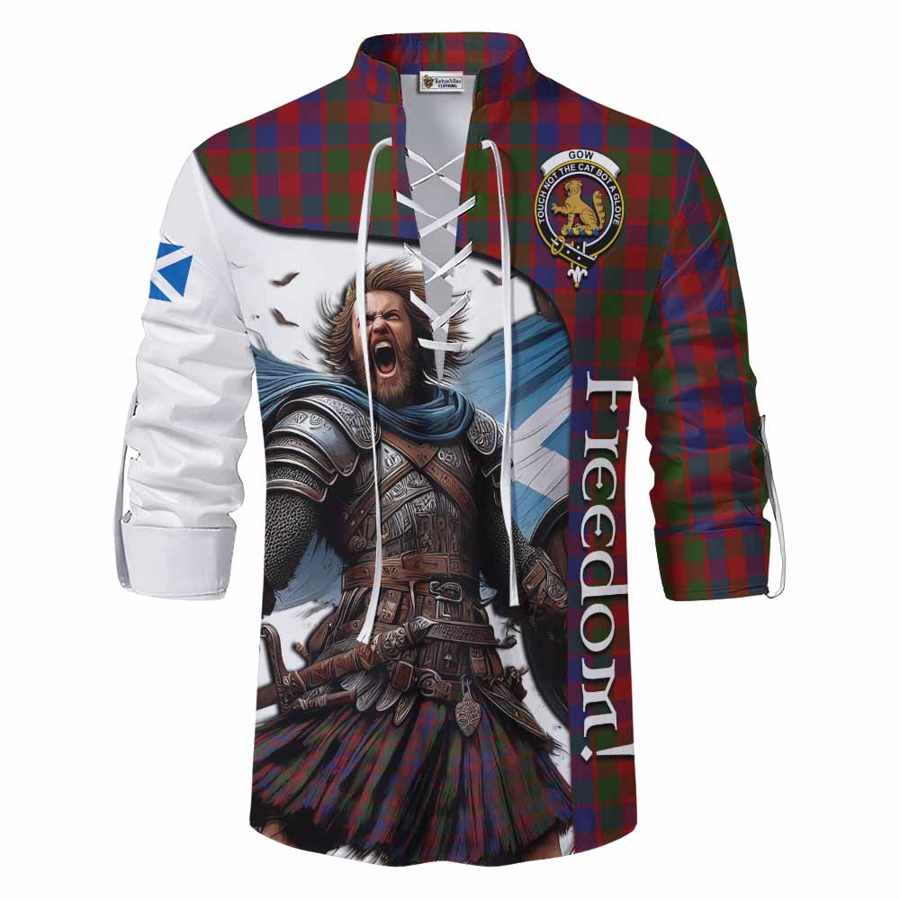 Tartan Vibes Clothing Gow Crest Tartan Ghillie Kilt Shirt Inspired by the Freedom of Scottish Warrior