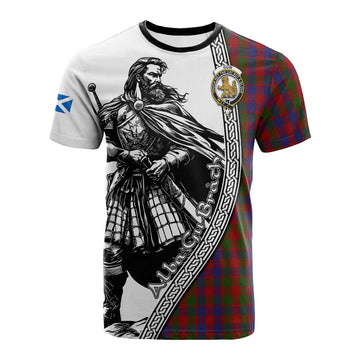 Gow Tartan Clan Crest Cotton T-shirt with Highlander Warrior Celtic Style