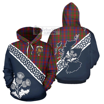 Gow Tartan Hoodie Featuring Thistle and Scotland Map