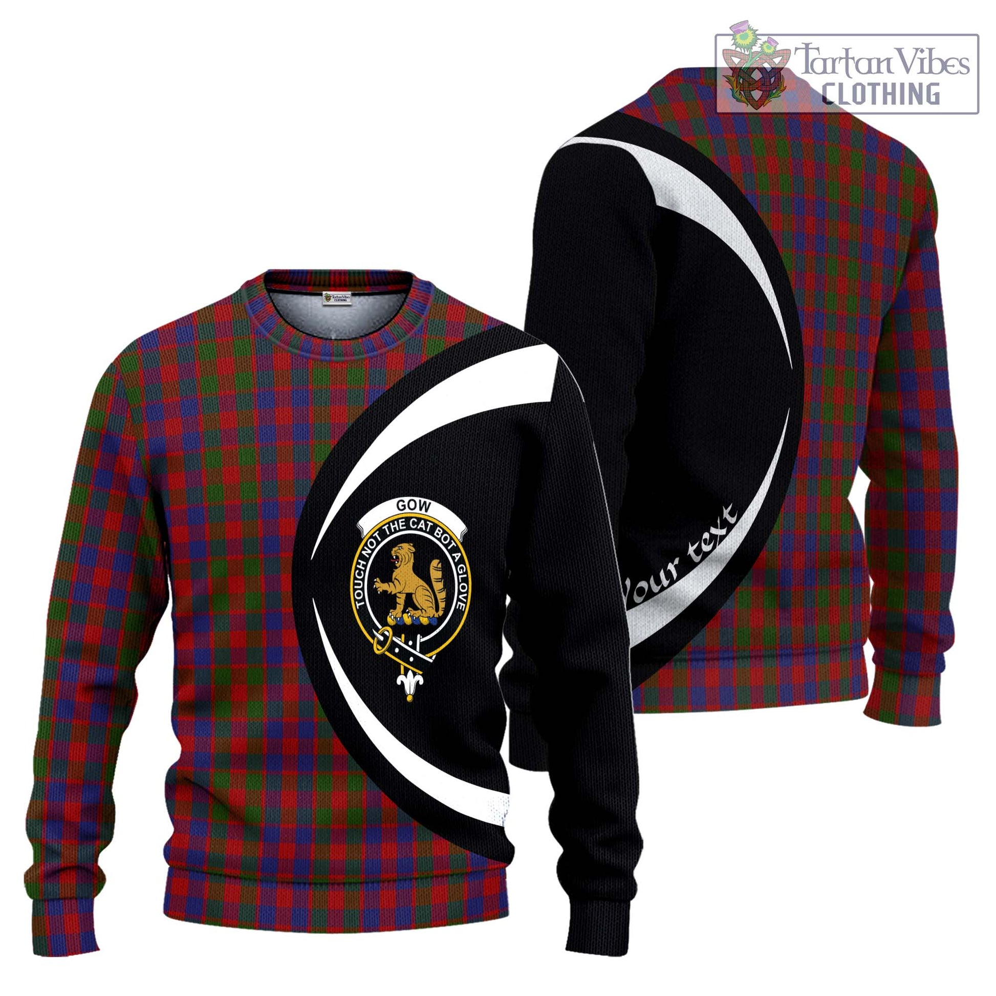 Gow Tartan Ugly Sweater with Family Crest Circle Style Unisex - Tartan Vibes Clothing