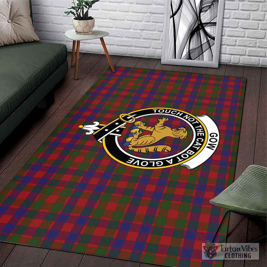 Tartan Vibes Clothing Gow Tartan Area Rug with Family Crest