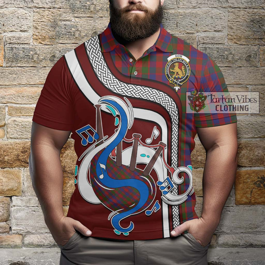 Tartan Vibes Clothing Gow Tartan Polo Shirt with Epic Bagpipe Style