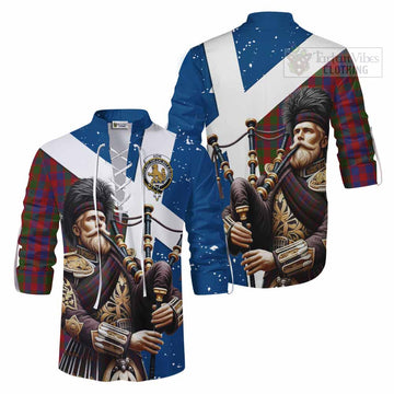 Gow Tartan Ghillie Kilt Shirt with Family Crest Scottish Bagpiper Vibes