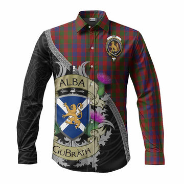 Gow Tartan Family Crest Long Sleeve Button Shirt Lion Rampant Royal Thistle Shield Celtic Inspired Men's Shirt S - Tartan Vibes Clothing