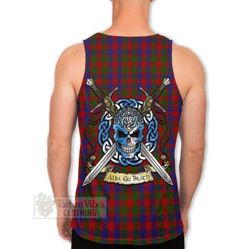 Gow Tartan Men's Tank Top with Family Crest Celtic Skull Style