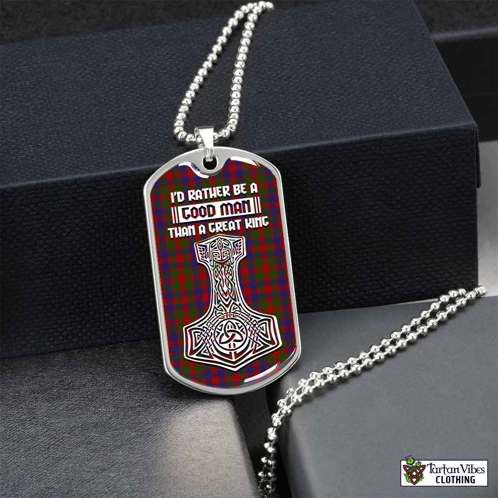 Tartan Vibes Clothing Gow Tartan Dog Tag Necklace Viking Mjolnir Style