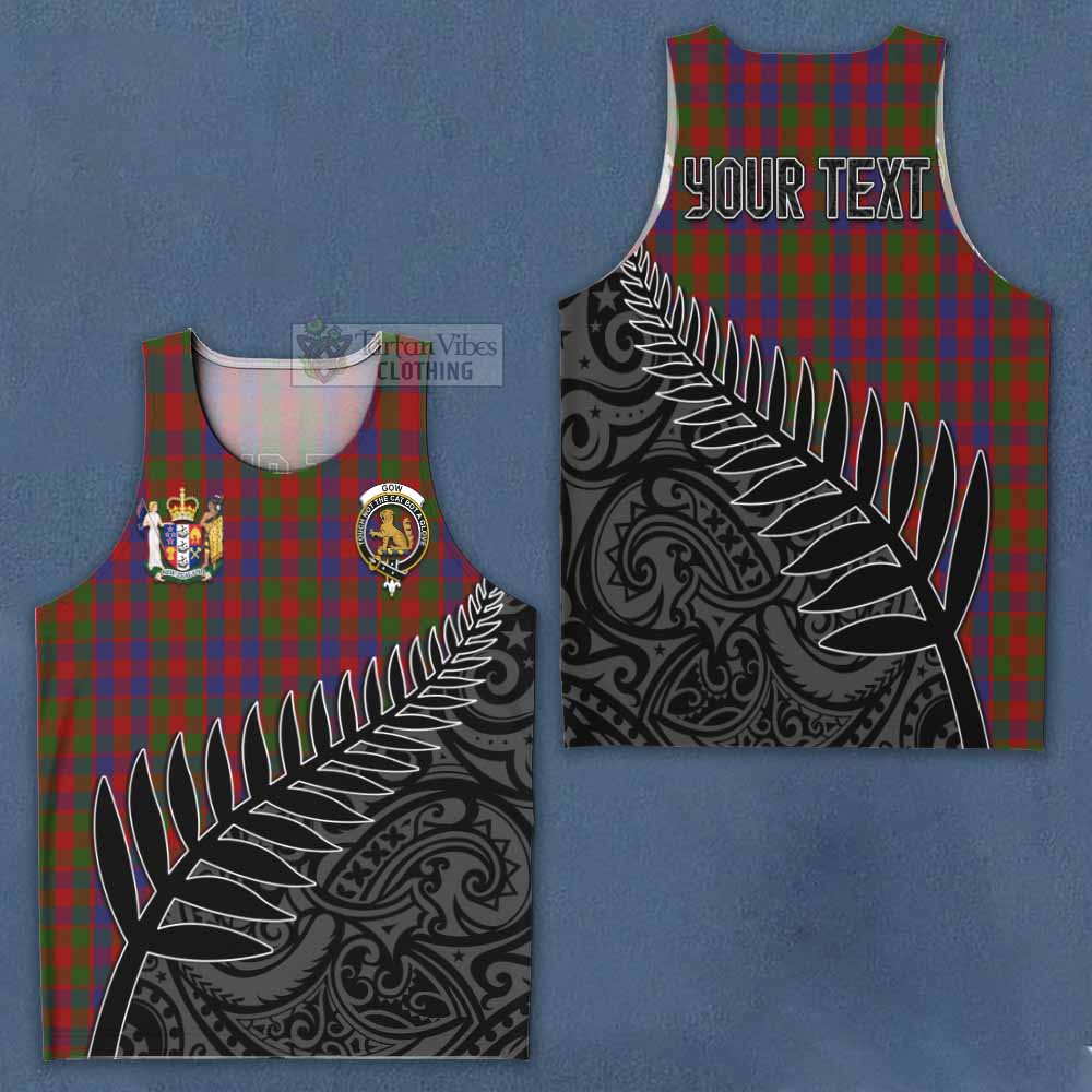 Tartan Vibes Clothing Gow Crest Tartan Men's Tank Top with New Zealand Silver Fern Half Style