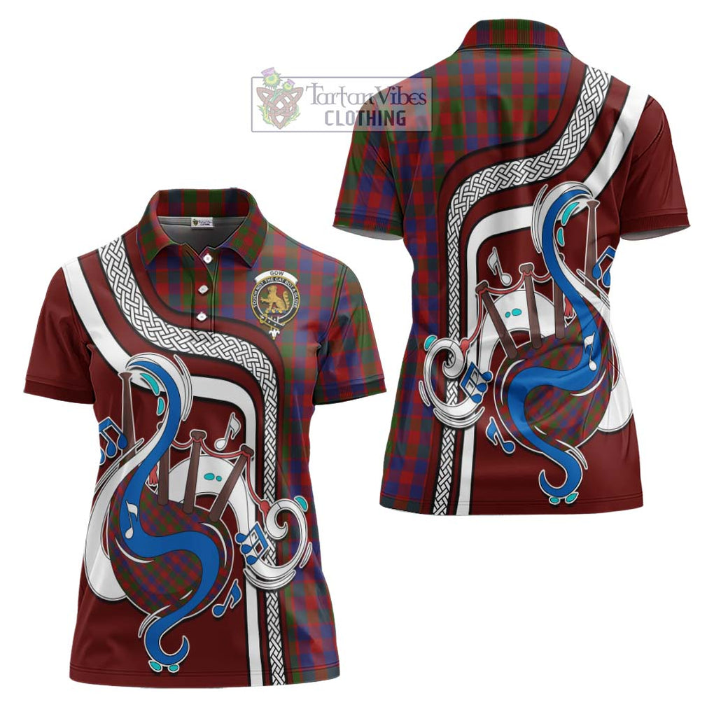 Gow Tartan Women's Polo Shirt with Epic Bagpipe Style Women - Tartanvibesclothing Shop