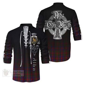 Gow Tartan Ghillie Kilt Shirt Featuring Alba Gu Brath Family Crest Celtic Inspired