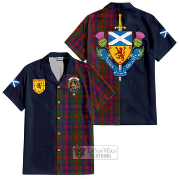 Gow Tartan Short Sleeve Button Shirt Alba with Scottish Lion Royal Arm Half Style