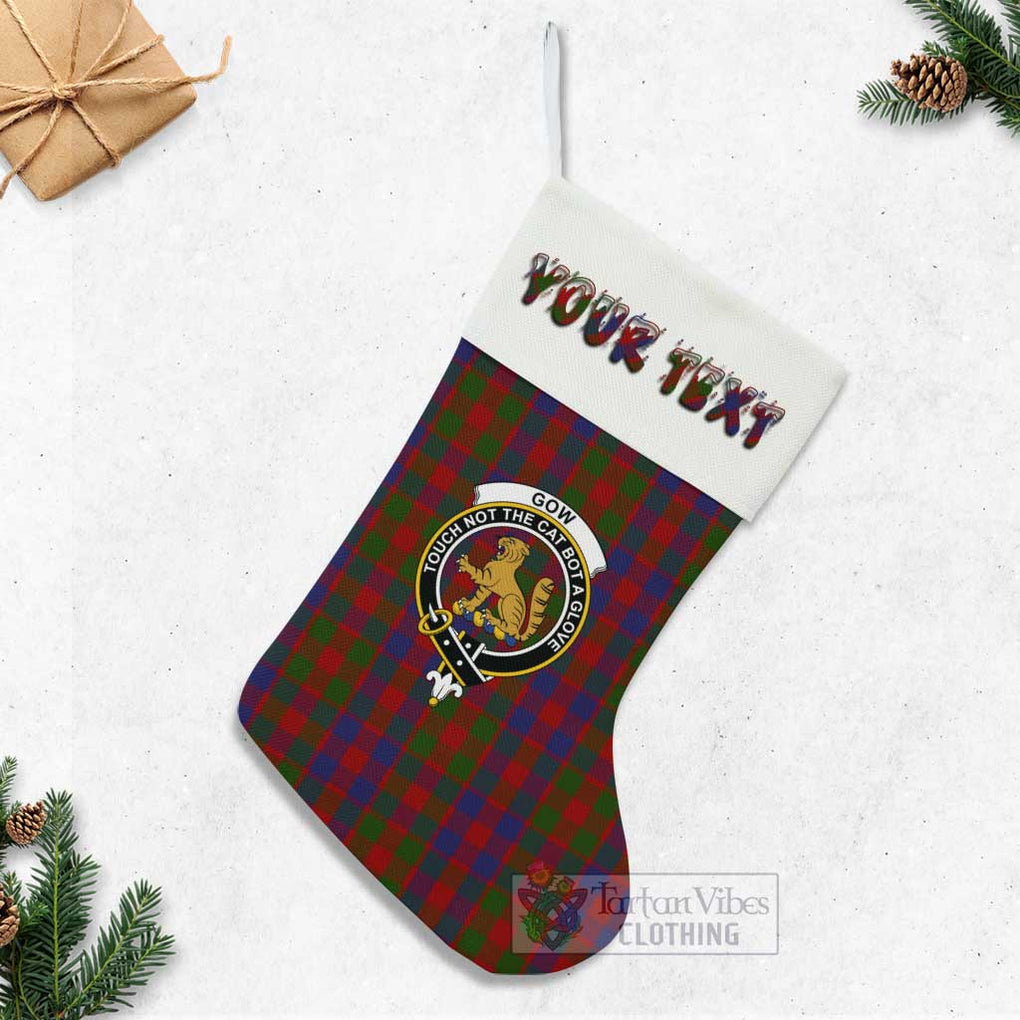 Tartan Vibes Clothing Gow Tartan Family Crest Christmas Stocking with Personalized Text