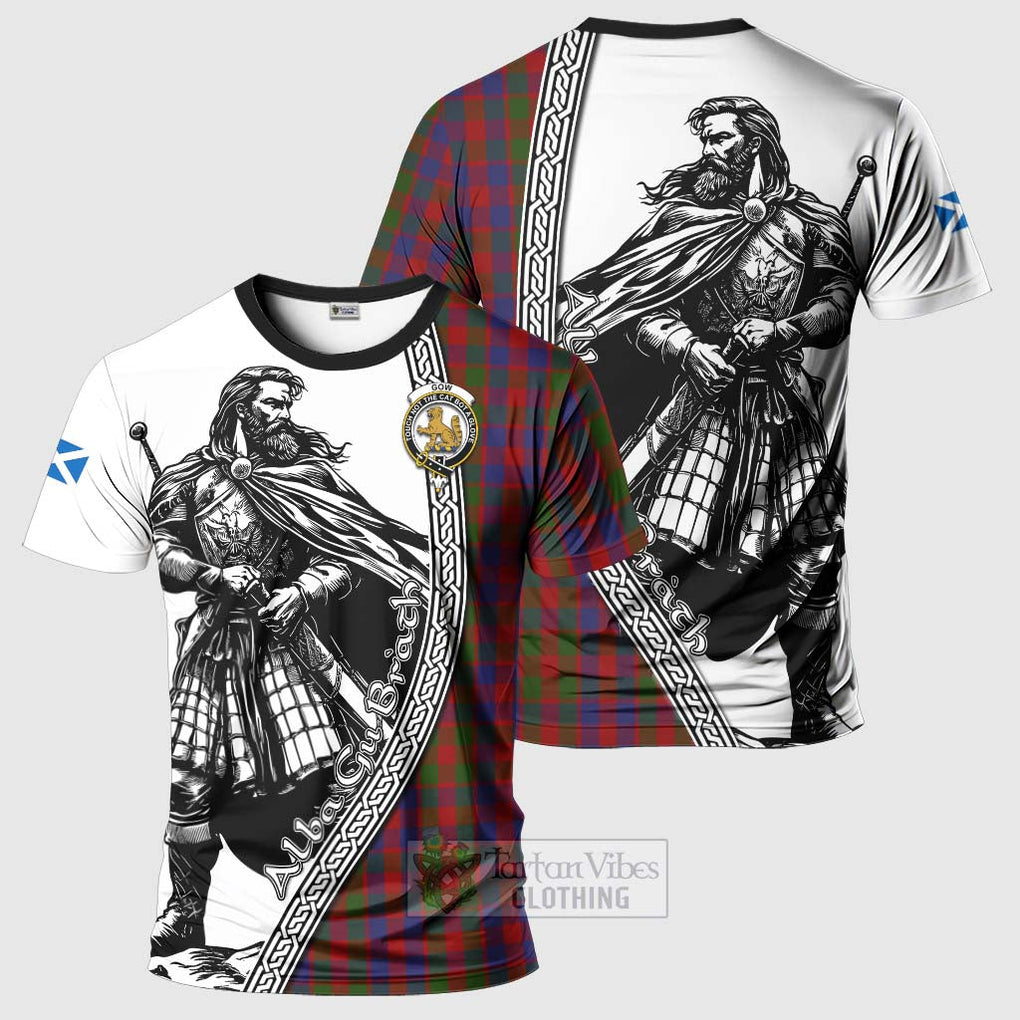 Tartan Vibes Clothing Gow Tartan Clan Crest T-Shirt with Highlander Warrior Celtic Style