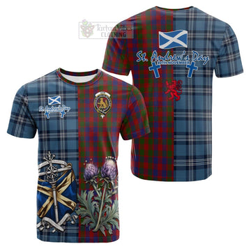 Gow Tartan Cotton T-shirt Happy St. Andrew's Day Half Tartan Style