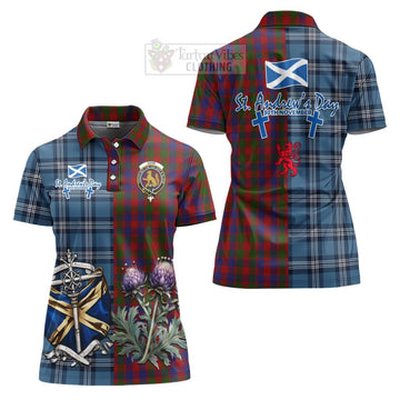 Gow Tartan Women's Polo Shirt Happy St. Andrew's Day Half Tartan Style