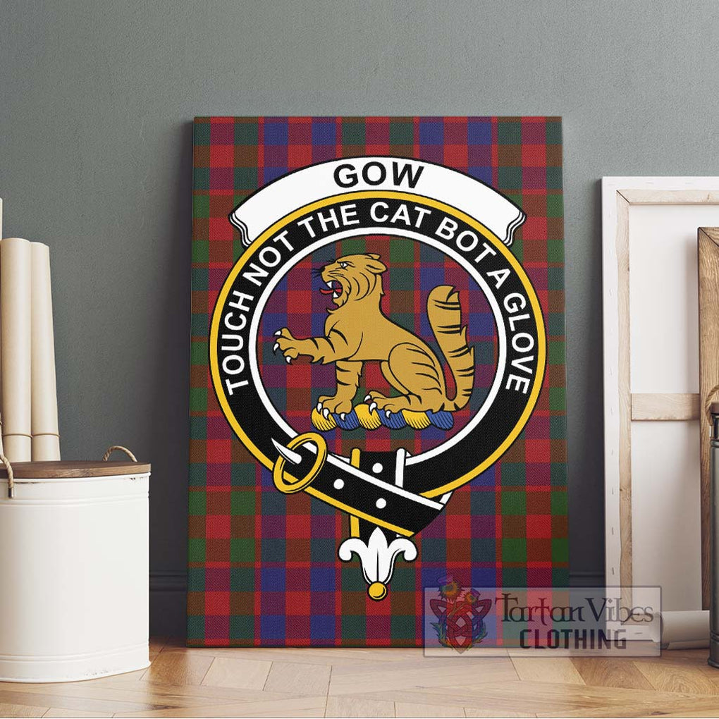 Gow Tartan Canvas Print Wall Art with Family Crest Without Frame - Tartan Vibes Clothing