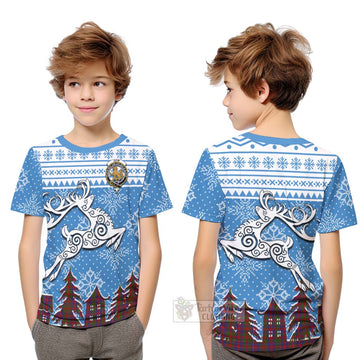 Gow Clan Christmas Kid T-Shirt Celtic Reindeer Style