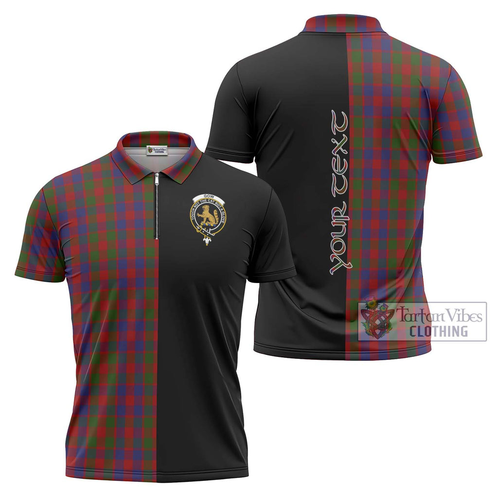 Gow Tartan Zipper Polo Shirt with Family Crest and Half Of Me Style Unisex - Tartanvibesclothing Shop